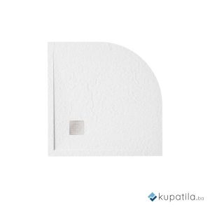 Kada tuš umjetni mramor polukružna bijela 80 ANGULAR SLATE Zenon