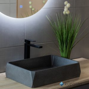 Umivaonik nadgradni 50 cm mozaik crni s piletom GRANITE