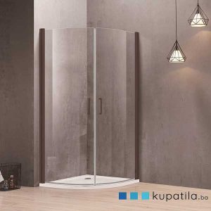 Tuš kabina polukružna mat crna 900x900x2000 Eckle