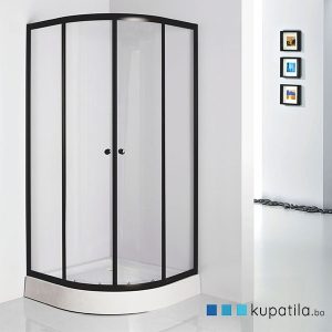 Tuš kabina 90x90 polukružna crna mat