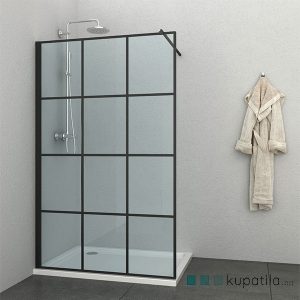 Tuš stijenka 100x200cm Waalk crna mat