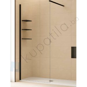 Tuš kabina Walk in sa policom 80cm crna Dasbad