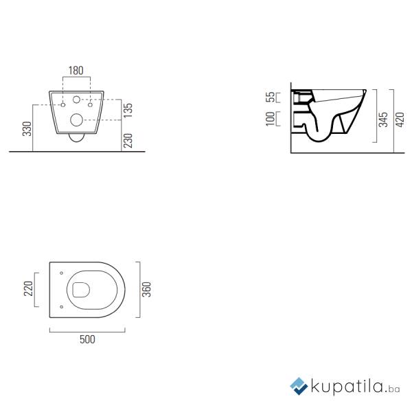 WC šolja konzolna Kube 50 bijela GSI - Image 2