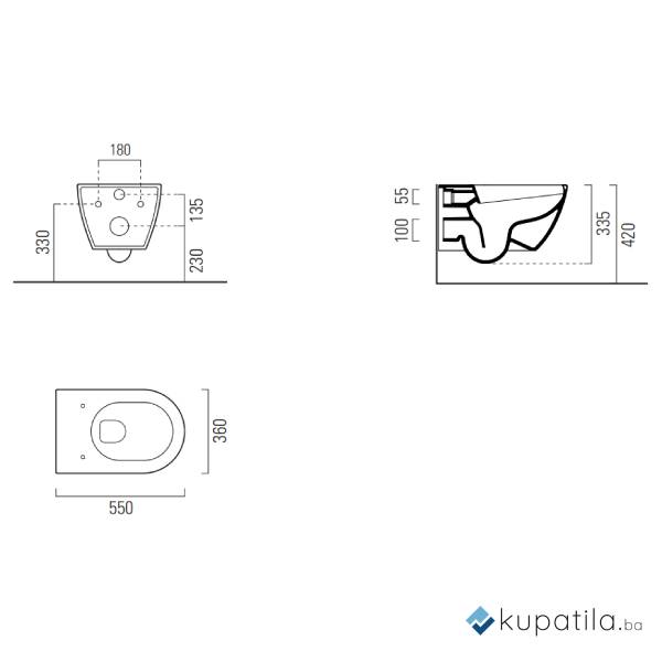 WC šolja konzolna Pura 55 bijela GSI - Image 2