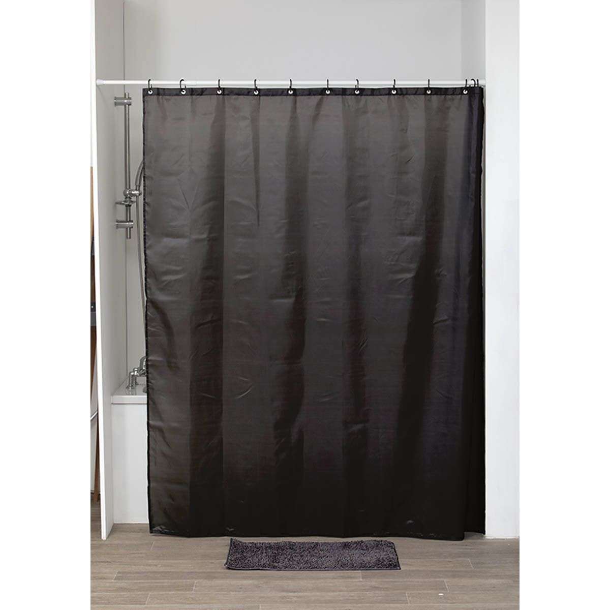 Tendance zavjesa za kadu + 12 pp kukica 180x200 cm poliester, crna